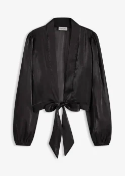 bonprix Bekleidung·Hosen|Festliche Mode^Bolero aus feinem Tüll mit Binde-Detail schwarz