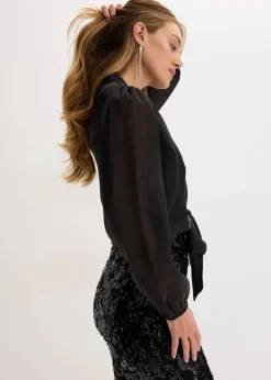 bonprix Bekleidung·Hosen|Festliche Mode^Bolero aus feinem Tüll mit Binde-Detail schwarz