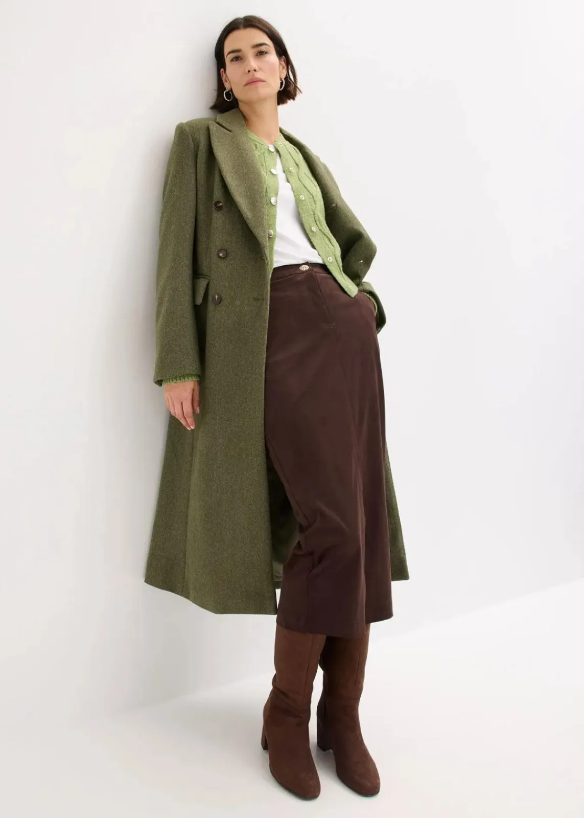bonprix Bekleidung·Umstandsmode|Strickmode^Bomberjacke mit Wollanteil moos