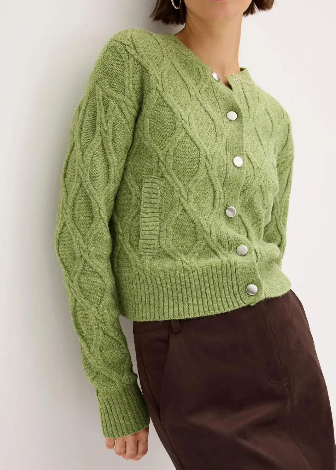 bonprix Bekleidung·Umstandsmode|Strickmode^Bomberjacke mit Wollanteil moos