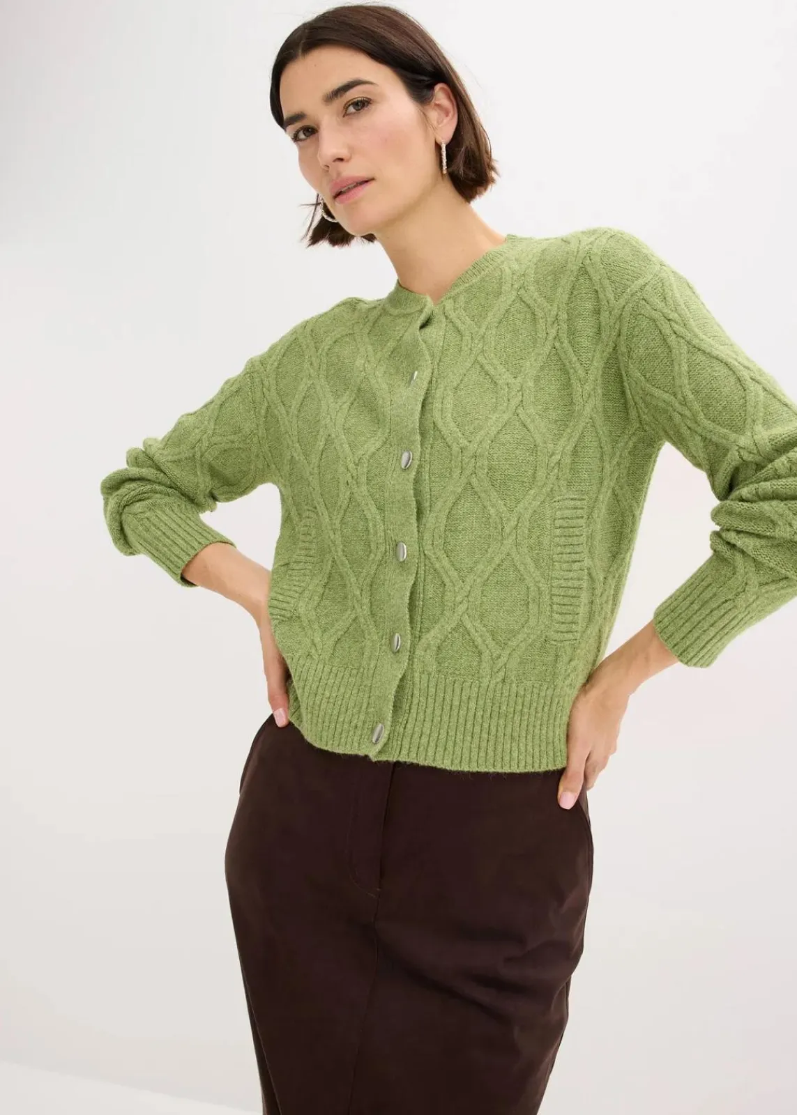 bonprix Bekleidung·Umstandsmode|Strickmode^Bomberjacke mit Wollanteil moos