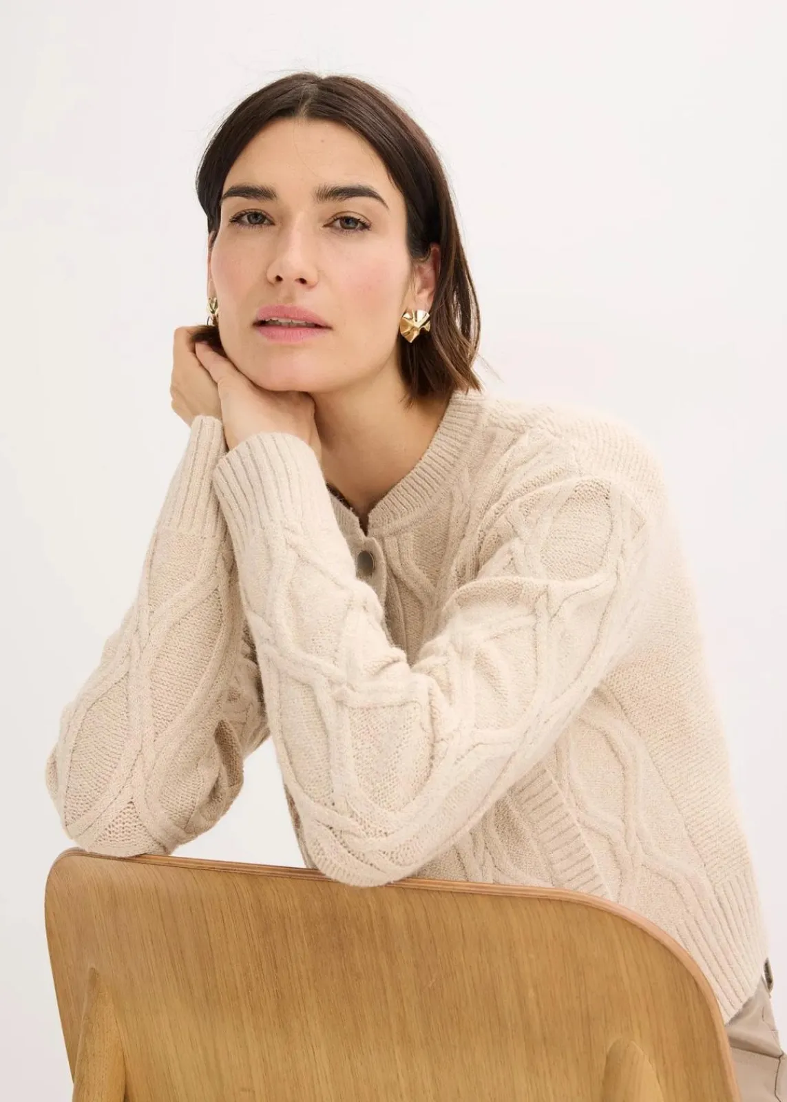 bonprix Bekleidung·Umstandsmode|Strickmode^Bomberjacke mit Wollanteil sand meliert
