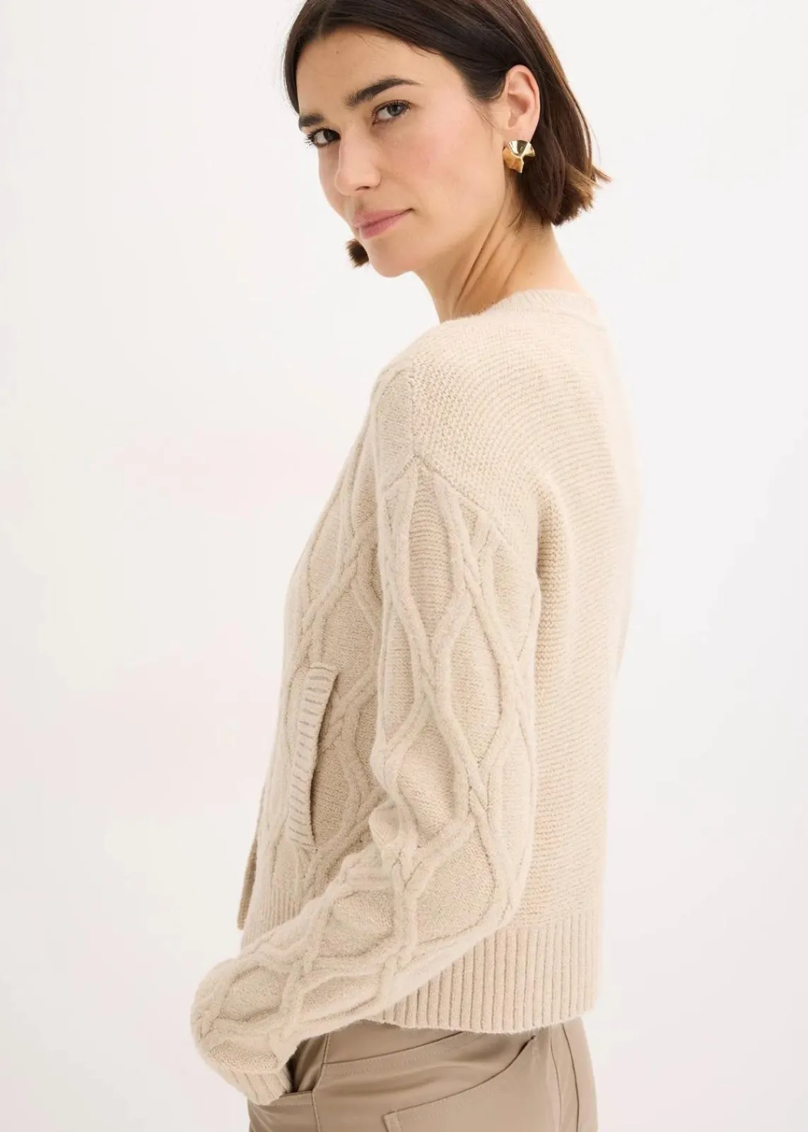 bonprix Bekleidung·Umstandsmode|Strickmode^Bomberjacke mit Wollanteil sand meliert