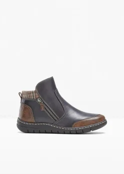 bonprix Komfortschuhe|Boots^Boot aus Leder dunkelblau/braun