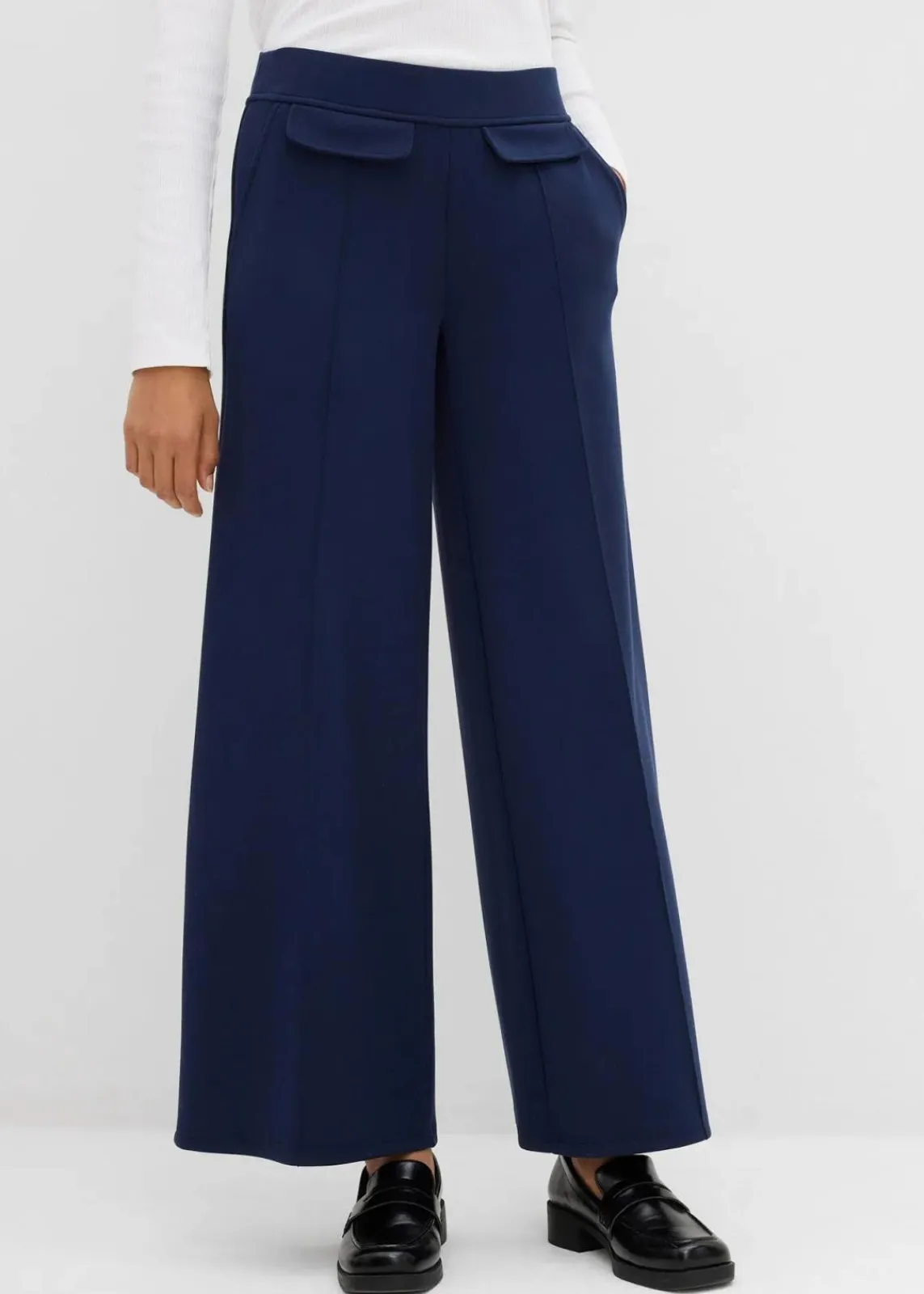 bonprix Bekleidung·Kleider|Hosen^Bootcut Hose aus leicht glänzendem Viskose-Mix dunkelblau
