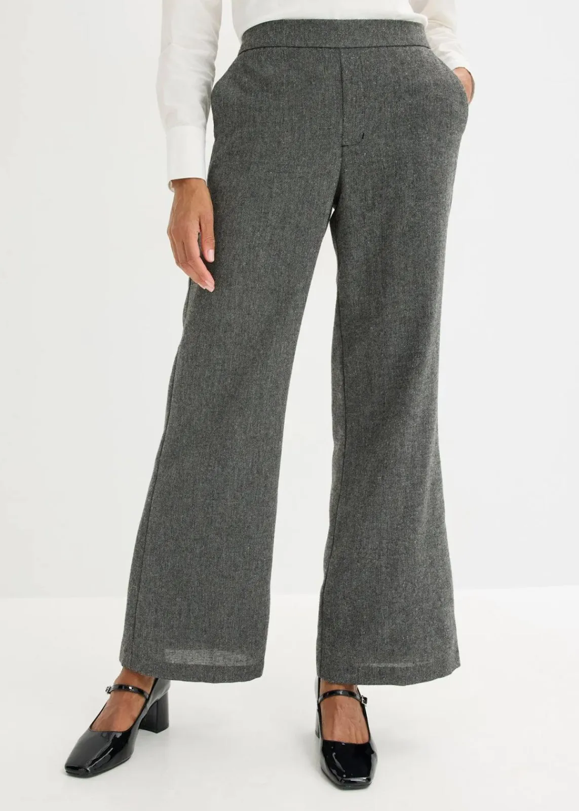 bonprix Bekleidung·Kleider|Hosen^Bootcut Hose in Tweedoptik schwarz/wollweiß meliert