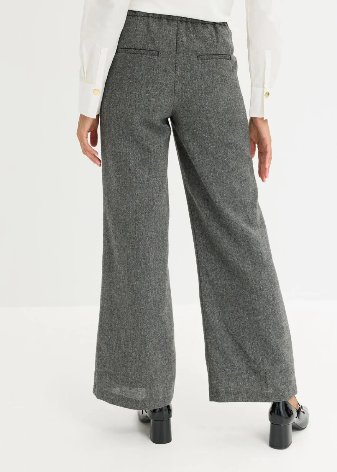 bonprix Bekleidung·Kleider|Hosen^Bootcut Hose in Tweedoptik schwarz/wollweiß meliert
