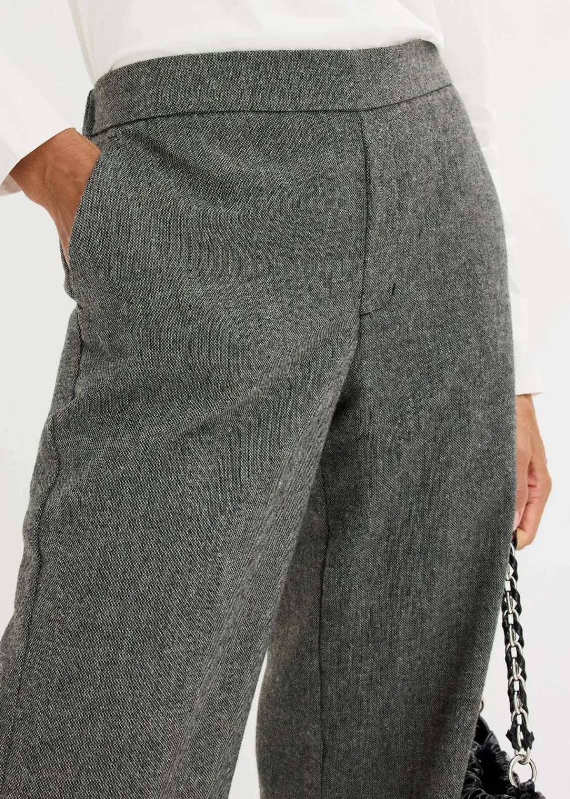 bonprix Bekleidung·Kleider|Hosen^Bootcut Hose in Tweedoptik schwarz/wollweiß meliert
