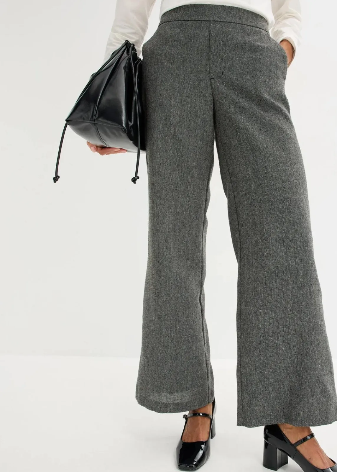 bonprix Bekleidung·Kleider|Hosen^Bootcut Hose in Tweedoptik schwarz/wollweiß meliert