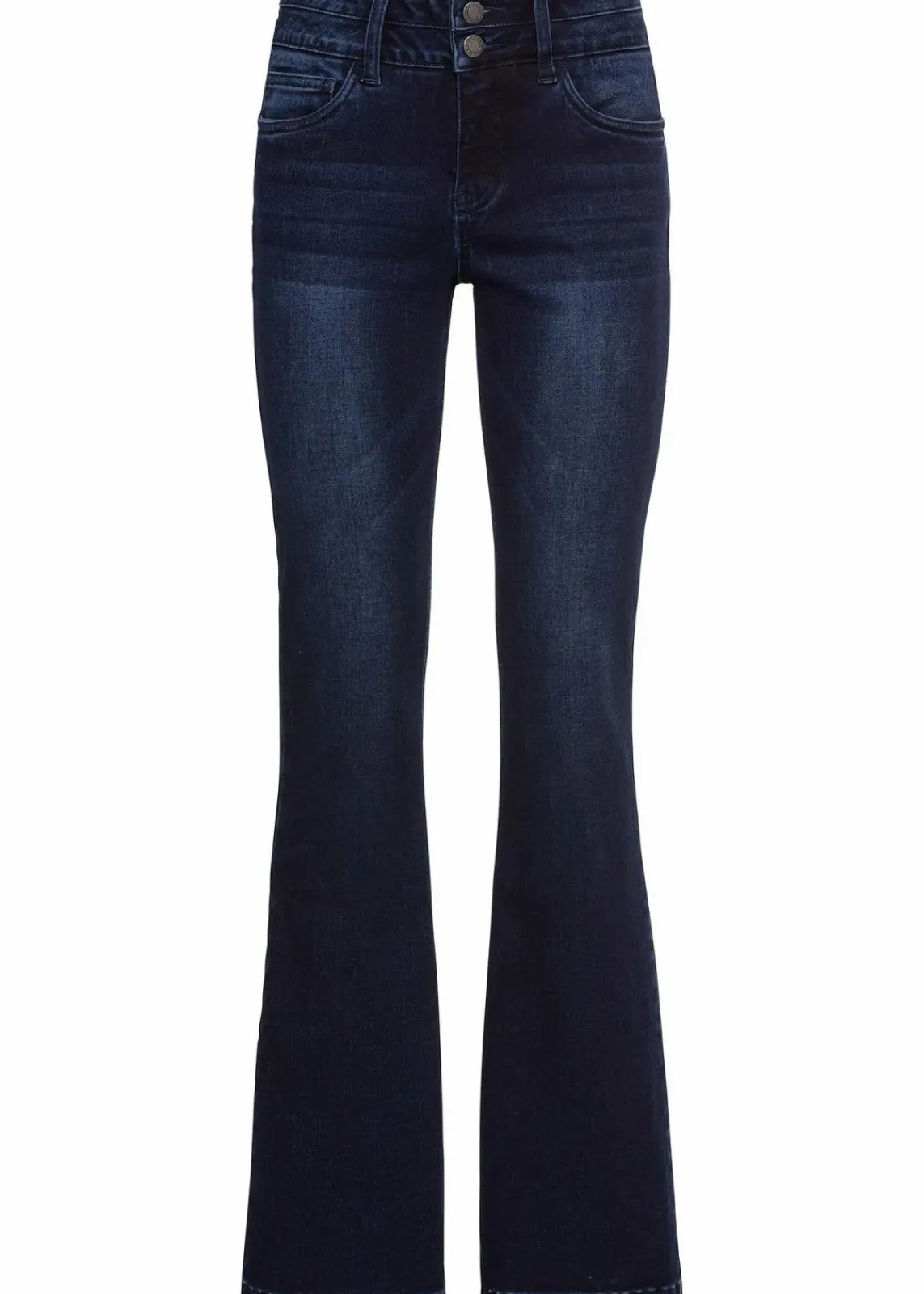 bonprix Jeans|Kurzgrößen^Bootcut Jeans High Waist, Shaping-Ultra-Soft dunkelblau used