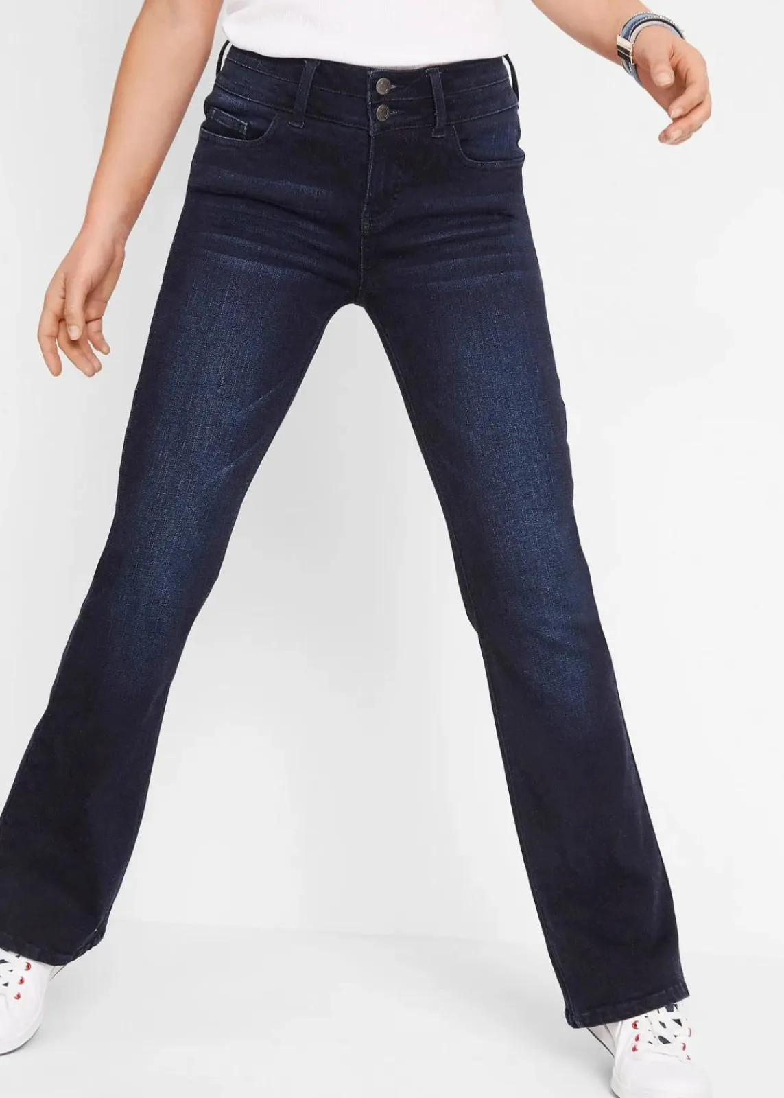 bonprix Jeans|Kurzgrößen^Bootcut Jeans High Waist, Shaping-Ultra-Soft dunkelblau used