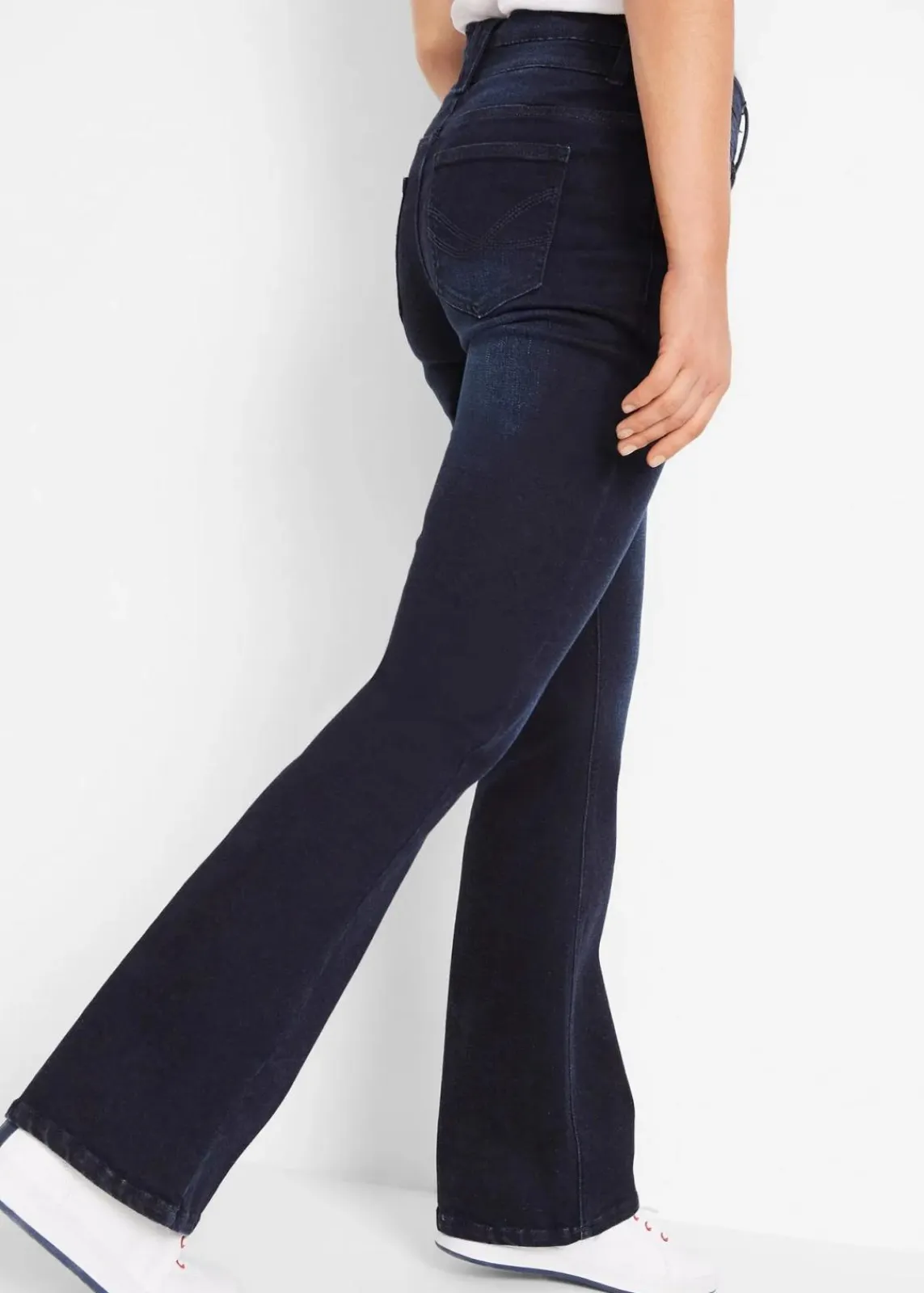 bonprix Jeans|Kurzgrößen^Bootcut Jeans High Waist, Shaping-Ultra-Soft dunkelblau used