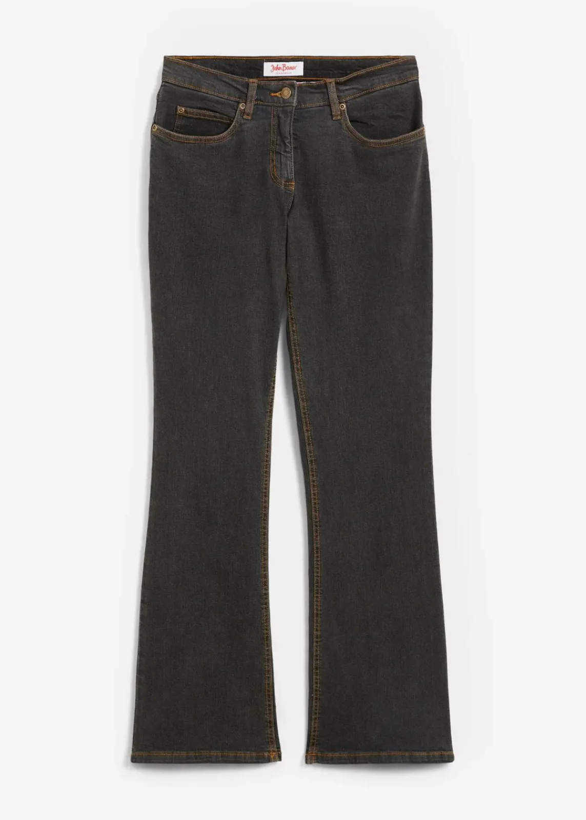 bonprix Jeans|Kurzgrößen^Bootcut Jeans High Waist, Stretch schwarz