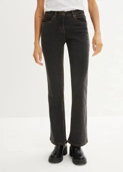 bonprix Jeans|Kurzgrößen^Bootcut Jeans High Waist, Stretch schwarz