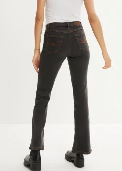 bonprix Jeans|Kurzgrößen^Bootcut Jeans High Waist, Stretch schwarz