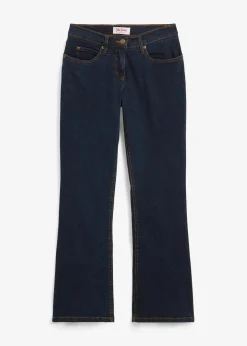 bonprix Jeans|Kurzgrößen^Bootcut Jeans High Waist, Stretch dunkelblau