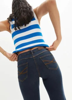 bonprix Jeans|Kurzgrößen^Bootcut Jeans High Waist, Stretch dunkelblau