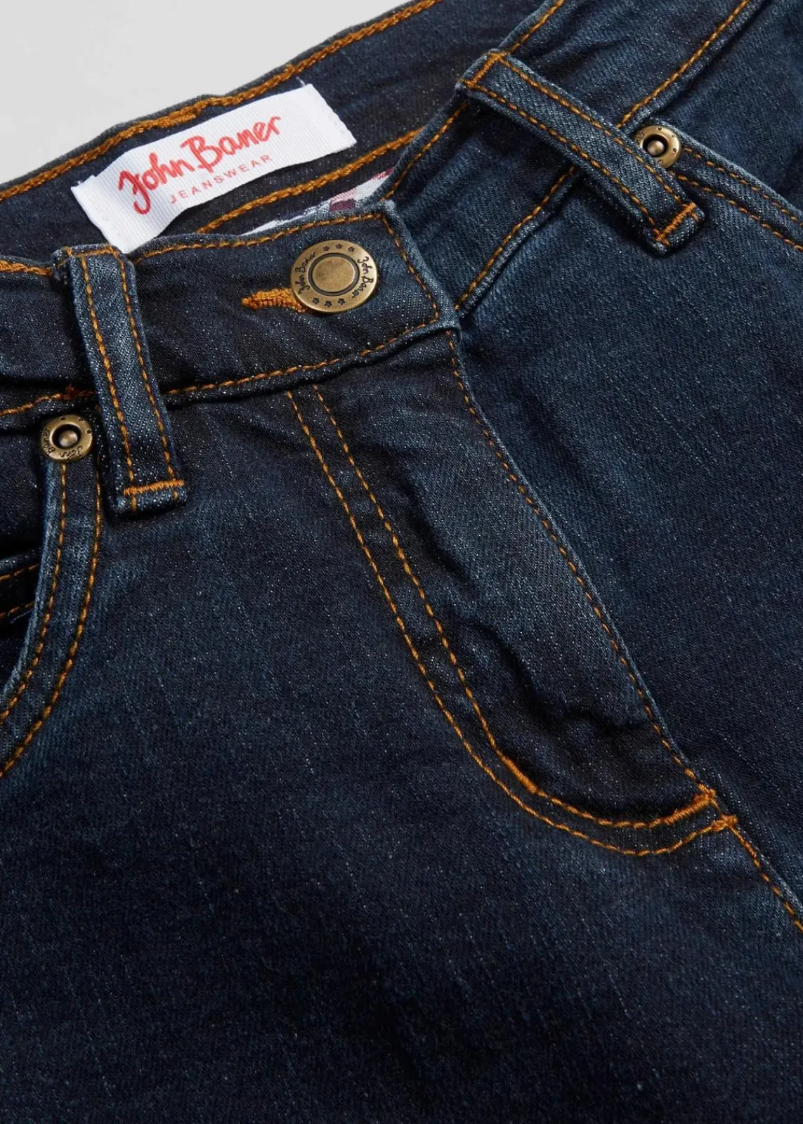 bonprix Jeans|Kurzgrößen^Bootcut Jeans High Waist, Stretch dunkelblau