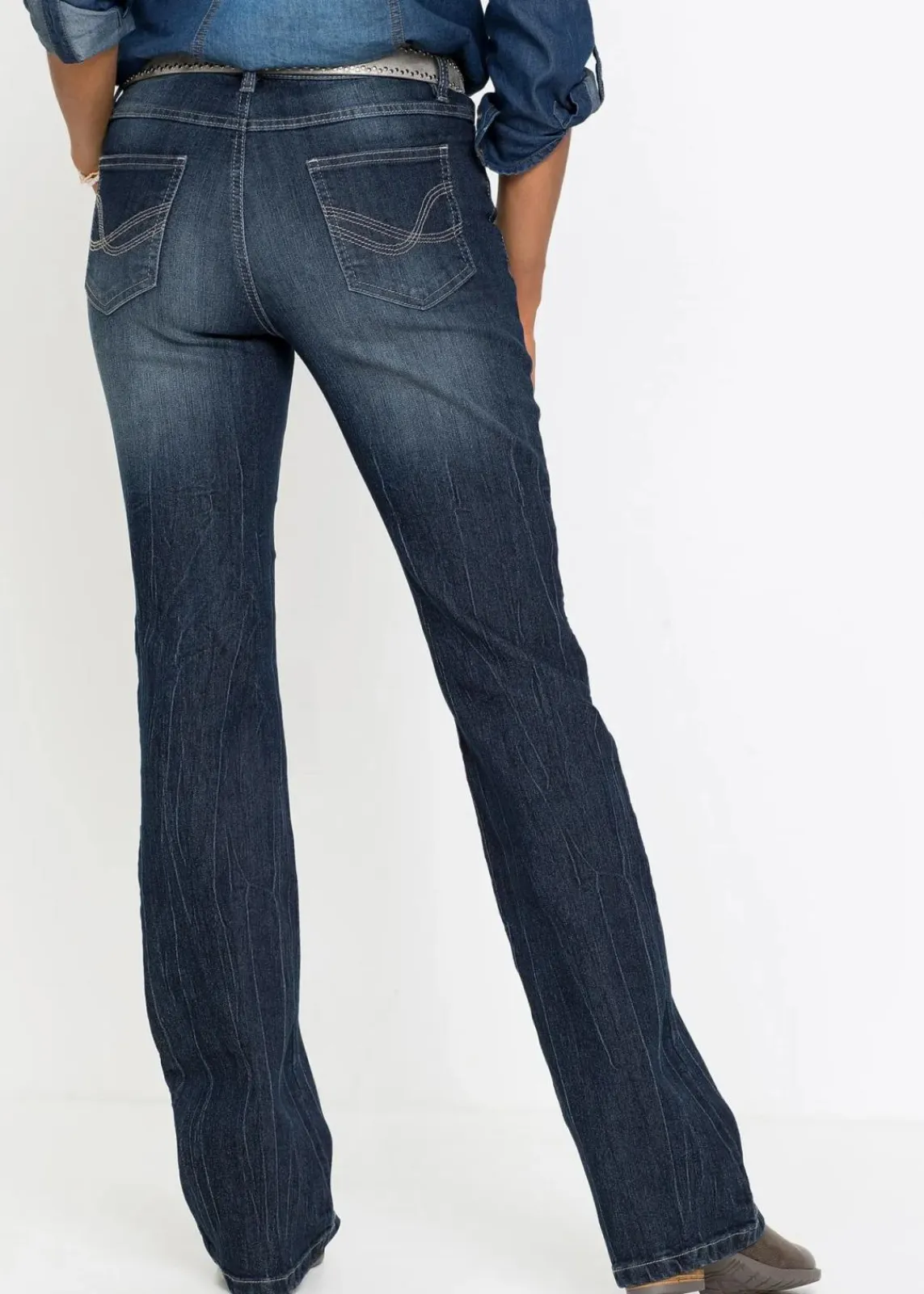 bonprix Bekleidung·Shirts & Tops|Jeans^Bootcut Jeans High Waist, Komfort-Stretch dunkelblau used