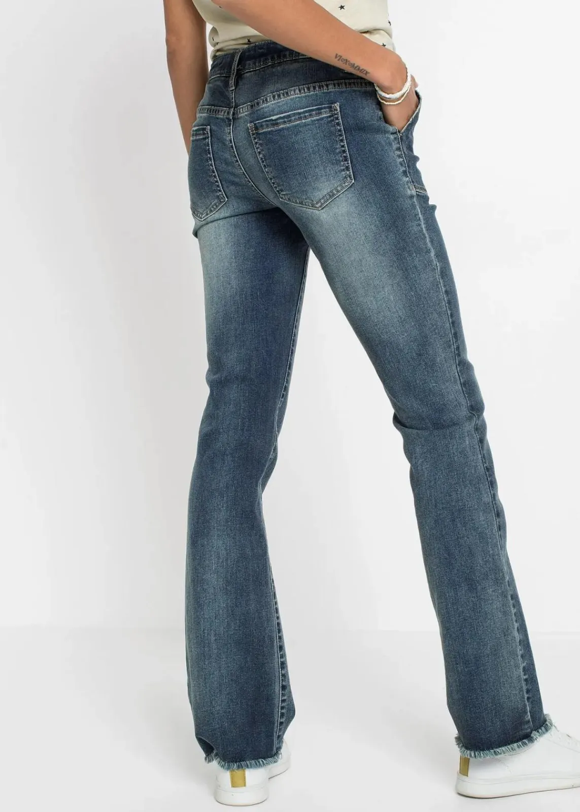 bonprix Bekleidung·Shirts & Tops|Jeans^Bootcut Jeans Mid Waist blau denim