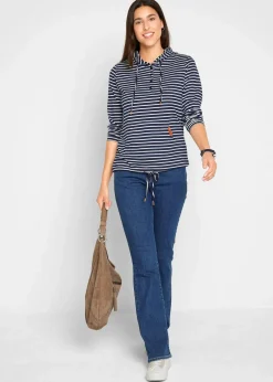 bonprix Jeans|Bekleidung·Shirts & Tops^Bootcut Jeans Mid Waist, Bio-Baumwolle blau