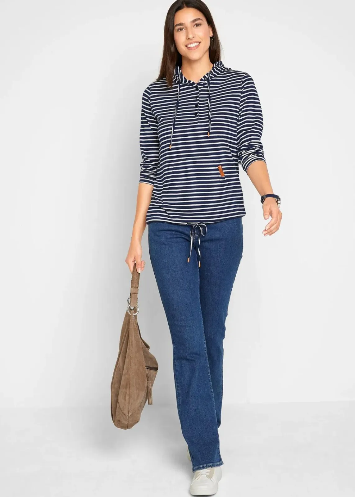 bonprix Jeans|Bekleidung·Shirts & Tops^Bootcut Jeans Mid Waist, Bio-Baumwolle blau