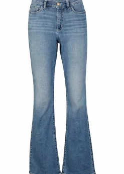 bonprix Bekleidung·Shirts & Tops|Jeans^Bootcut Jeans Mid Waist, Bio-Baumwolle mittelblau denim used
