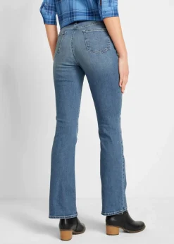 bonprix Bekleidung·Shirts & Tops|Jeans^Bootcut Jeans Mid Waist, Bio-Baumwolle mittelblau denim used