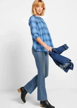 bonprix Bekleidung·Shirts & Tops|Jeans^Bootcut Jeans Mid Waist, Bio-Baumwolle mittelblau denim used