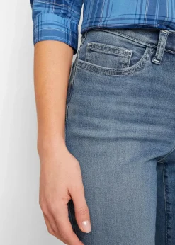 bonprix Bekleidung·Shirts & Tops|Jeans^Bootcut Jeans Mid Waist, Bio-Baumwolle mittelblau denim used