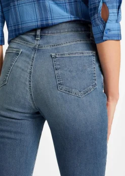 bonprix Bekleidung·Shirts & Tops|Jeans^Bootcut Jeans Mid Waist, Bio-Baumwolle mittelblau denim used