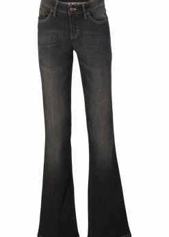 bonprix Jeans|Bekleidung·Shirts & Tops^Bootcut Jeans Mid Waist, Komfort-Stretch schwarz denim used