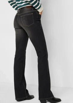 bonprix Jeans|Bekleidung·Shirts & Tops^Bootcut Jeans Mid Waist, Komfort-Stretch schwarz denim used