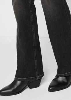 bonprix Jeans|Bekleidung·Shirts & Tops^Bootcut Jeans Mid Waist, Komfort-Stretch schwarz denim used