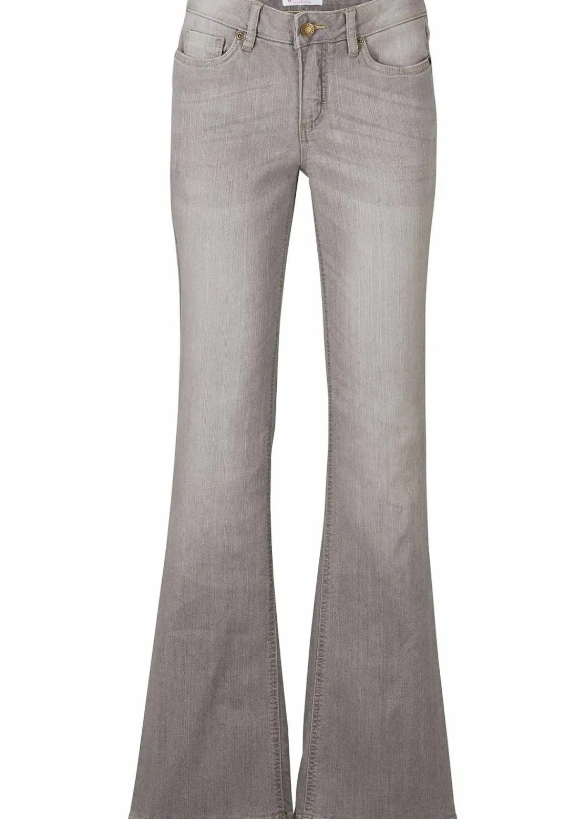 bonprix Jeans|Bekleidung·Shirts & Tops^Bootcut Jeans Mid Waist, Komfort-Stretch hellgrau used