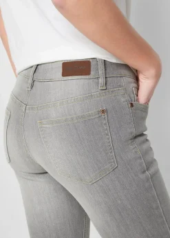 bonprix Jeans|Bekleidung·Shirts & Tops^Bootcut Jeans Mid Waist, Komfort-Stretch hellgrau used