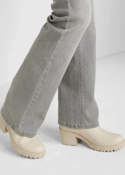 bonprix Jeans|Bekleidung·Shirts & Tops^Bootcut Jeans Mid Waist, Komfort-Stretch hellgrau used