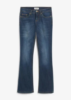 bonprix Jeans|Kurzgrößen^Bootcut Jeans Mid Waist, Stretch dunkelblau used