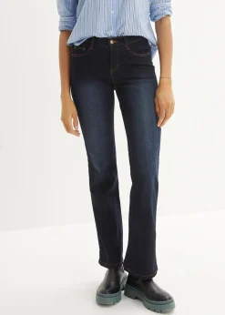 bonprix Bekleidung·Shirts & Tops|Jeans^Bootcut Jeans Mid Waist, Shaping dunkelblau used