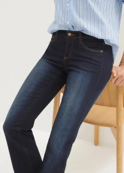 bonprix Bekleidung·Shirts & Tops|Jeans^Bootcut Jeans Mid Waist, Shaping dunkelblau used