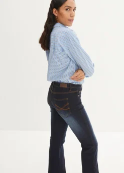 bonprix Bekleidung·Shirts & Tops|Jeans^Bootcut Jeans Mid Waist, Shaping dunkelblau used