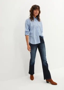 bonprix Jeans|Kurzgrößen^Bootcut Jeans Mid Waist, Stretch dunkelblau used