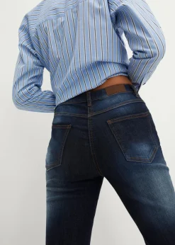 bonprix Jeans|Kurzgrößen^Bootcut Jeans Mid Waist, Stretch dunkelblau used