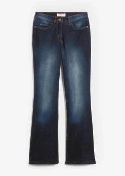 bonprix Kurzgrößen|Bekleidung·Shirts & Tops^Bootcut Jeans Mid Waist, Stretch dunkelblau used