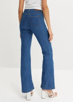 bonprix Jeans|Kurzgrößen^Bootcut Jeans Mid Waist, Stretch blau