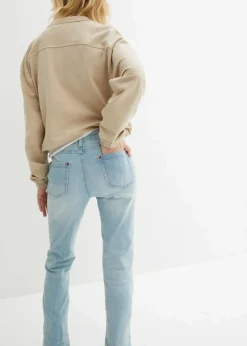 bonprix Bekleidung·Shirts & Tops|Jeans^Bootcut Jeans Mid Waist, Stretch hellblau used