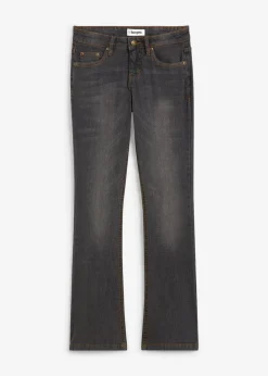bonprix Jeans|Kurzgrößen^Bootcut Jeans Mid Waist, Stretch schwarz used