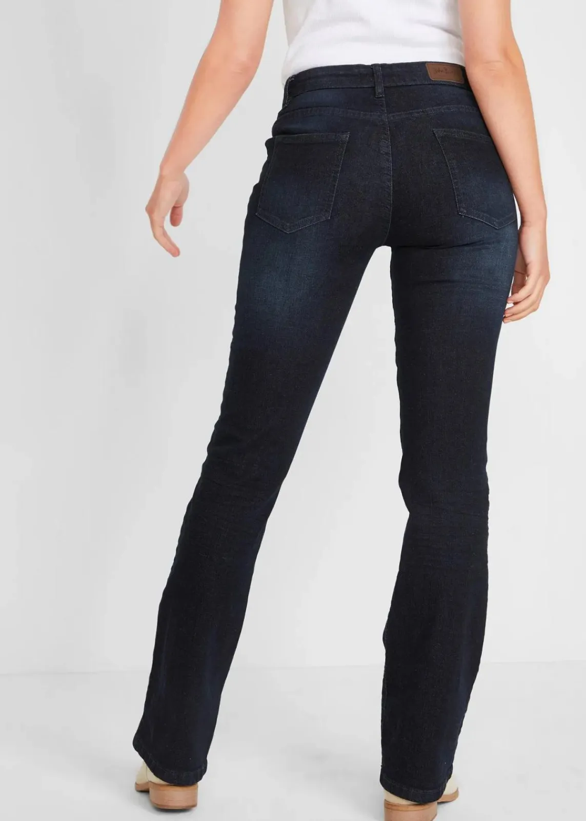 bonprix Bekleidung·Shirts & Tops|Jeans^Bootcut Jeans Mid Waist, Stretch dunkelblau used