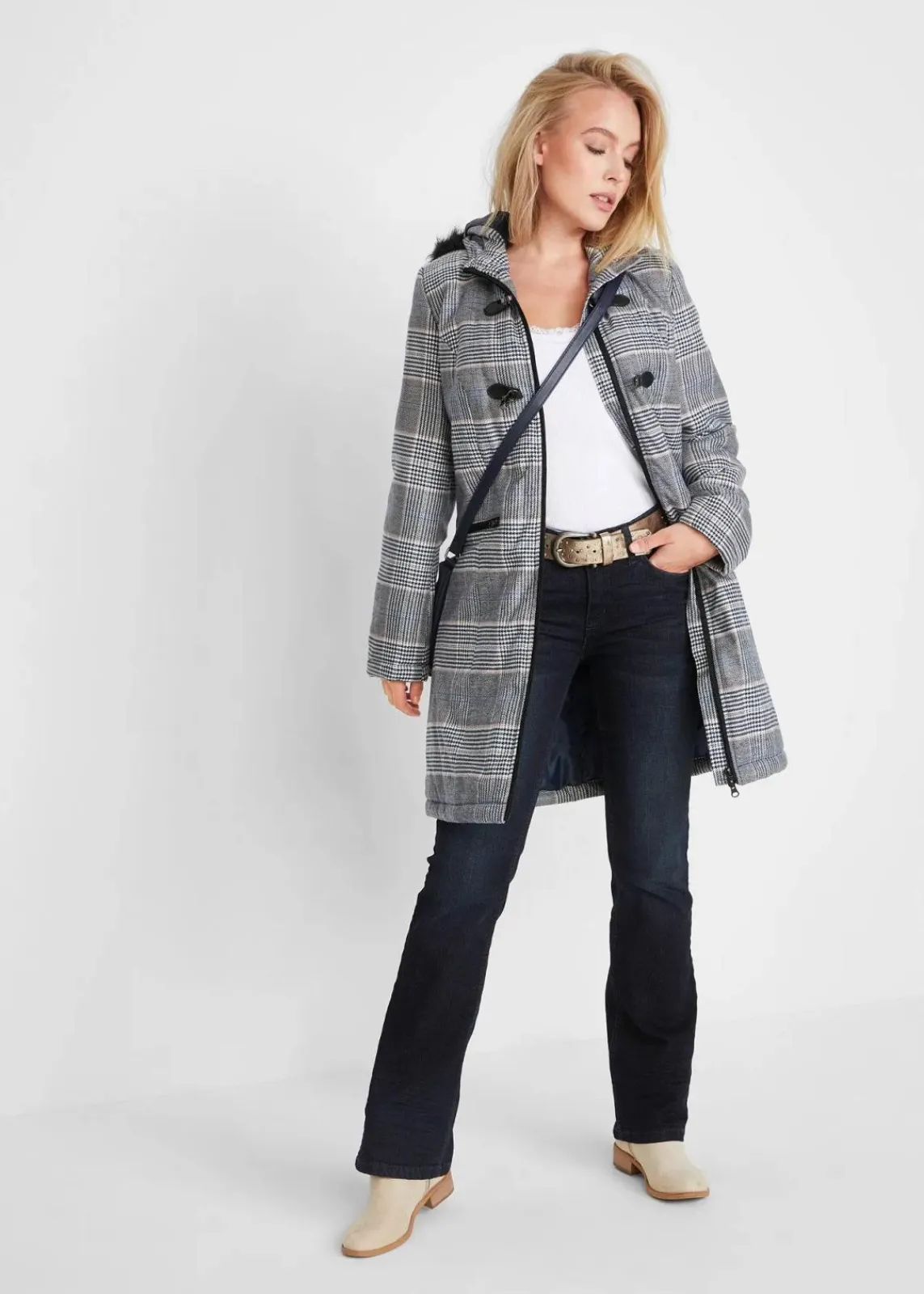 bonprix Bekleidung·Shirts & Tops|Jeans^Bootcut Jeans Mid Waist, Stretch dunkelblau used