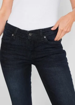 bonprix Bekleidung·Shirts & Tops|Jeans^Bootcut Jeans Mid Waist, Stretch dunkelblau used